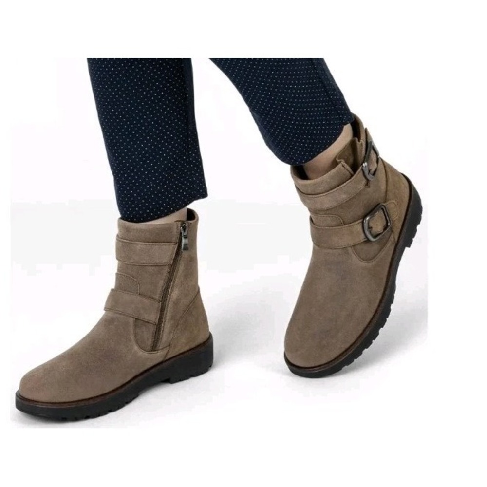 NIB OrthoFeet Women's Shania Brown Leather Mid-Rise Buckle Comfort Shoes Sz 10